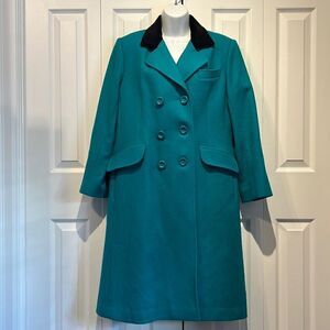 Vintage‎ Sears Pure Virgin Wool Teal Coat Size 6 (fits 6-8 ,see measurements)